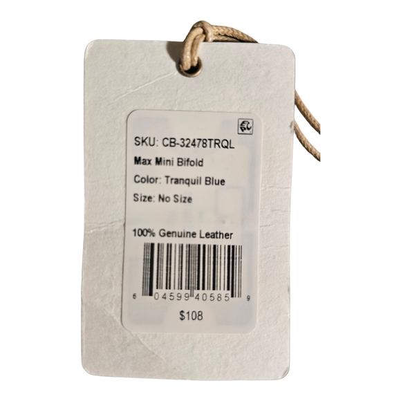 New HOBO International MAX MINI Wallet Bifold Tranquil Blue Leather zip coin - Picture 2 of 5